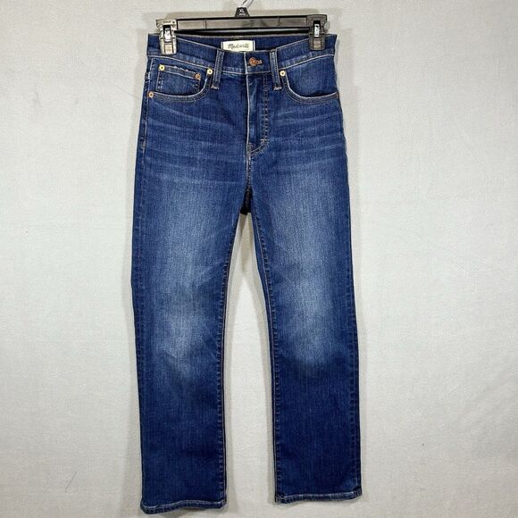 Madewell Cali Jeans Demi-Boot Womens Size 24 Blue Denim Bootcut‎ Mid Rise - Picture 1 of 7